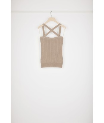 Cross-strap cable knit top in wool and cashmere d'Europe débarque