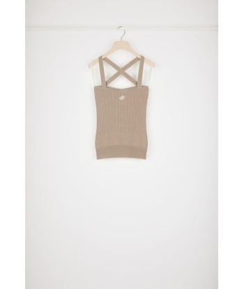 Cross-strap cable knit top in wool and cashmere d'Europe débarque