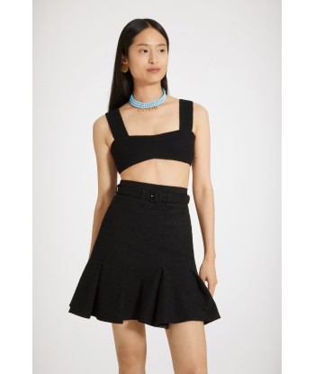 High-waisted pleated skirt in cotton-blend tweed des créatures d'habitude