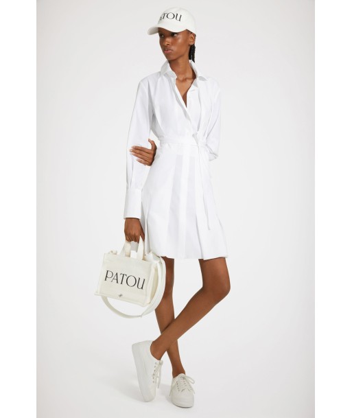 Pleated shirt dress in organic cotton solde