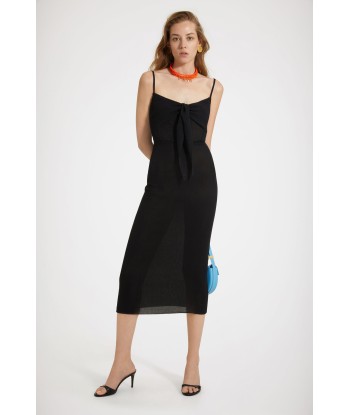 Knot-front slip dress in organic cotton pas cher