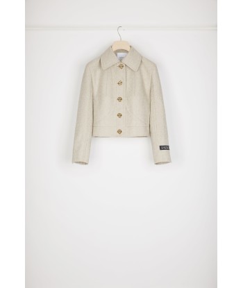 Short tailored jacket in organic cotton jacquard d'Europe débarque