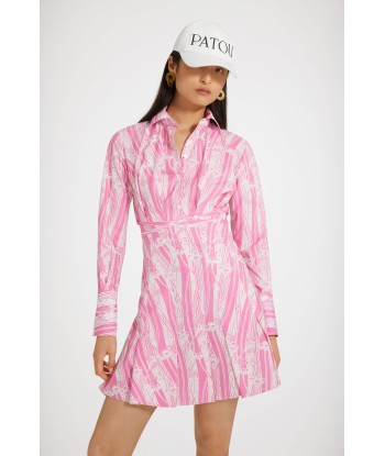 Pleated shirt dress in printed organic cotton Profitez des Offres !