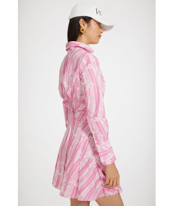 Pleated shirt dress in printed organic cotton Profitez des Offres !