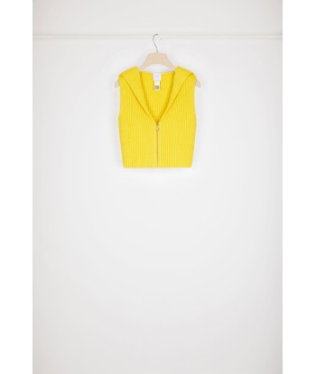 Zip-front rib knit vest in organic cotton and wool À commander