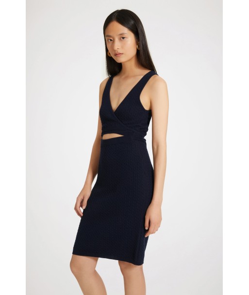 Wrap-front cable knit dress in wool and cashmere la colonne vertébrale