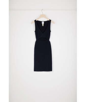 Wrap-front cable knit dress in wool and cashmere la colonne vertébrale