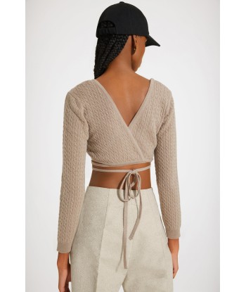 Wrap-back cable knit top in wool and cashmere vente chaude votre 