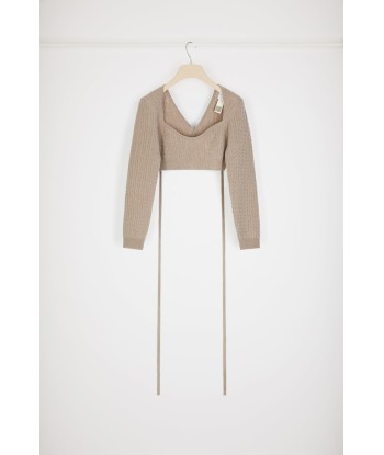 Wrap-back cable knit top in wool and cashmere vente chaude votre 