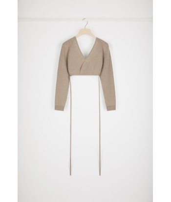 Wrap-back cable knit top in wool and cashmere vente chaude votre 