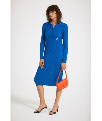 Knit polo midi dress in organic cotton soldes