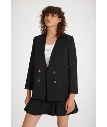 Collarless double-breasted jacket in tech wool des créatures d'habitude