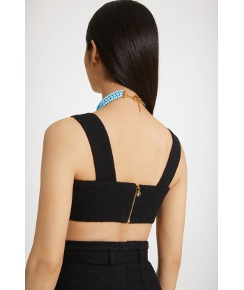 Zip-back bralette in cotton-blend tweed l'évolution des habitudes 