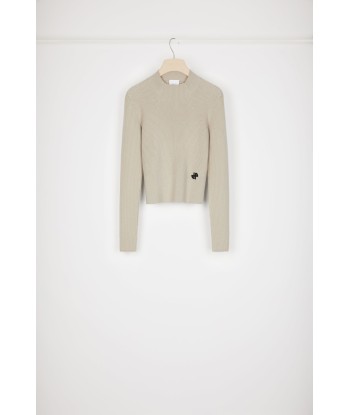 Signature rib jumper in Merino wool en linge