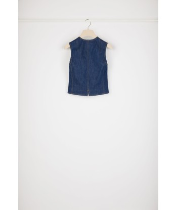 Zip-front waistcoat in organic cotton denim de la marque