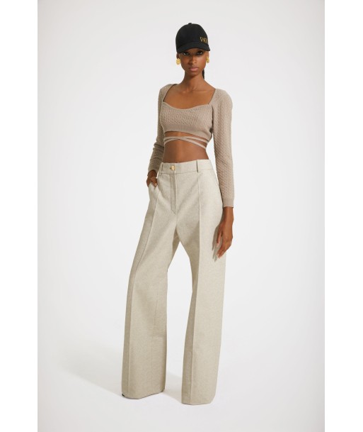 Iconic long trousers in organic cotton jacquard Livraison rapide