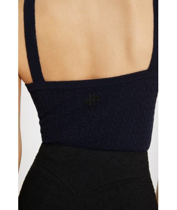 Cross-strap cable knit top in wool and cashmere store