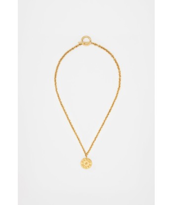 Coin pendant necklace in gold-plated brass en linge