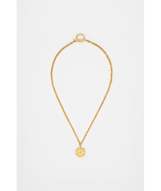 Coin pendant necklace in gold-plated brass en linge