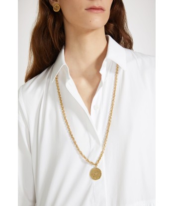 Coin pendant necklace in gold-plated brass en linge