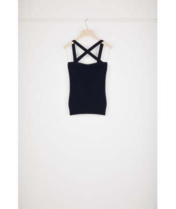 Cross-strap cable knit top in wool and cashmere store