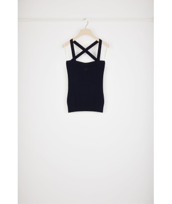 Cross-strap cable knit top in wool and cashmere store