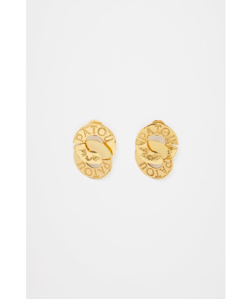 Double coin earrings in gold-plated brass soldes