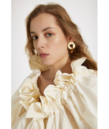 Double coin earrings in gold-plated brass soldes