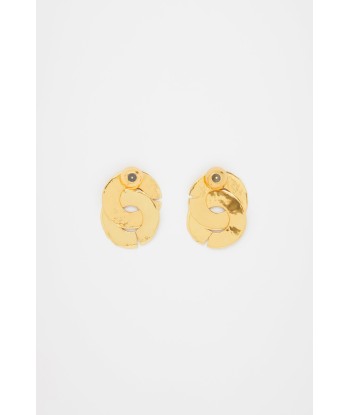 Double coin earrings in gold-plated brass soldes