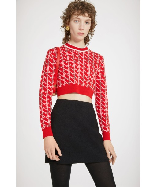 Cropped jumper in sustainable wool jacquard 2024