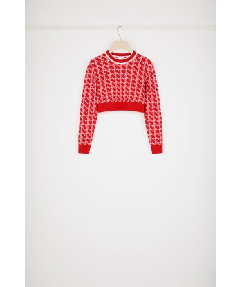 Cropped jumper in sustainable wool jacquard 2024