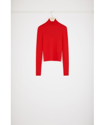 Ribbed high neck jumper in sustainable wool blend est présent 