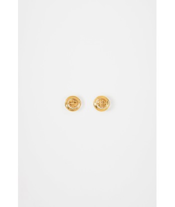 JP stud earrings in gold-plated brass soldes