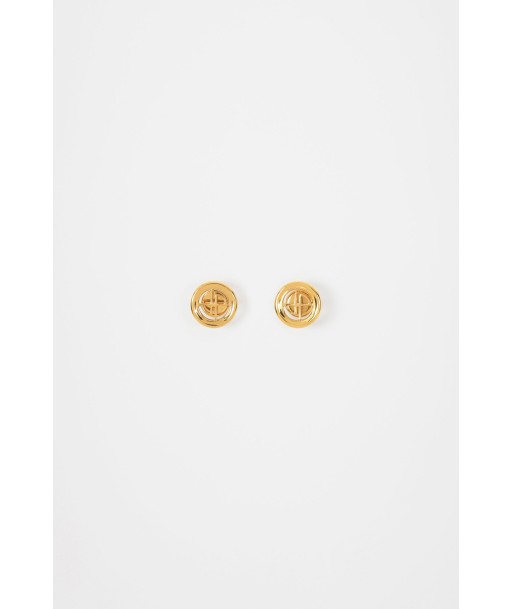 JP stud earrings in gold-plated brass soldes