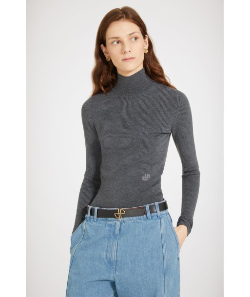 Ribbed high neck jumper in sustainable wool blend de la marque