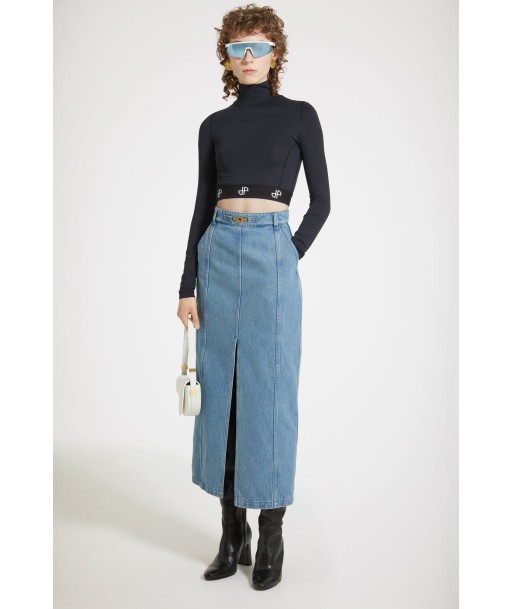 Slit midi skirt in organic cotton denim hantent personnes