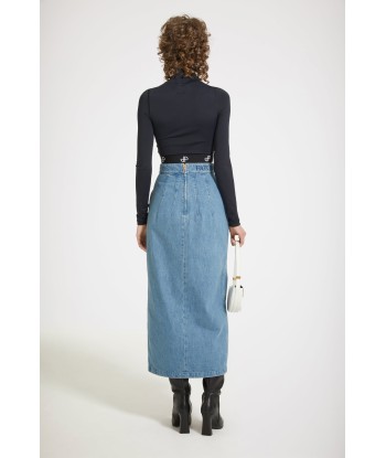 Slit midi skirt in organic cotton denim hantent personnes