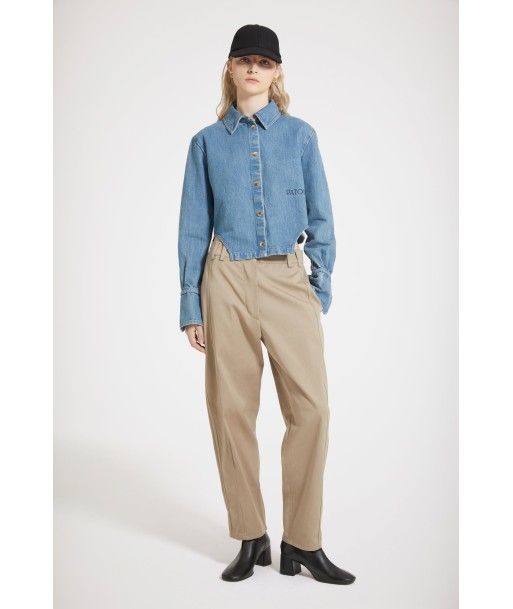 Cut-out cropped shirt in organic cotton denim Comparez plus de prix