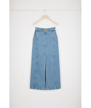 Slit midi skirt in organic cotton denim hantent personnes