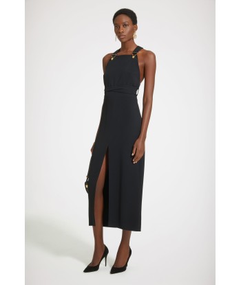 Dungaree midi dress in technical wool twill acheter