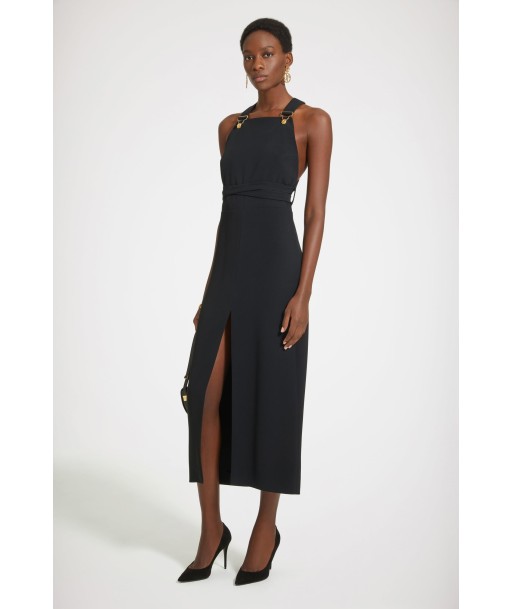 Dungaree midi dress in technical wool twill acheter