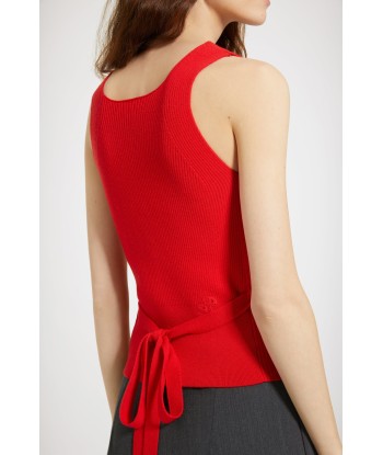 Wrap-back tank in sustainable wool blend s'inspire de l'anatomie humaine