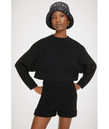 Cropped rib knit jumper in Merino wool Découvrez la collection