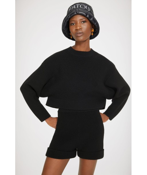 Cropped rib knit jumper in Merino wool Découvrez la collection