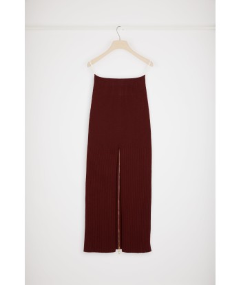 Ribbed slit midi skirt in sustainable wool france