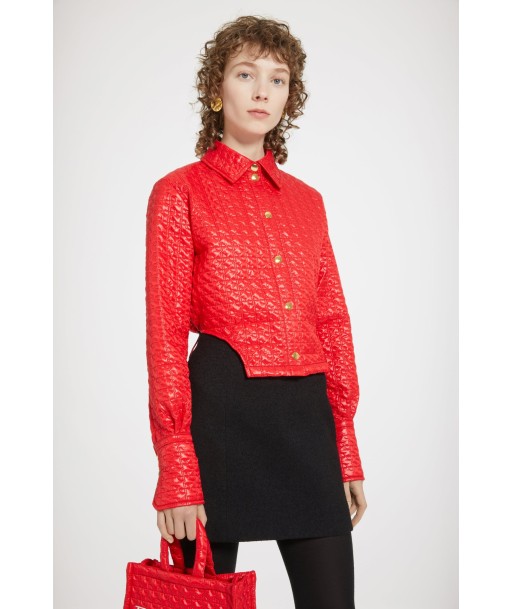 Cut-out cropped shirt in eco-friendly quilted nylon Comparez et commandez 