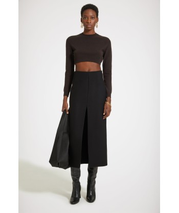 Slit midi skirt in wool-blend felt À commander