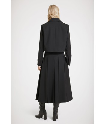 Pleated midi skirt in technical wool twill Fin de série