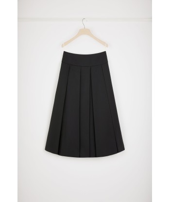 Pleated midi skirt in technical wool twill Fin de série