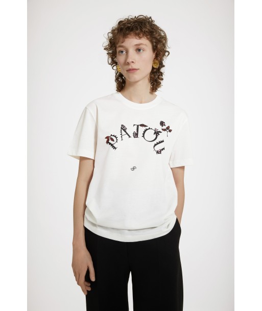 Floral Patou curved logo t-shirt in organic cotton ouvre sa boutique